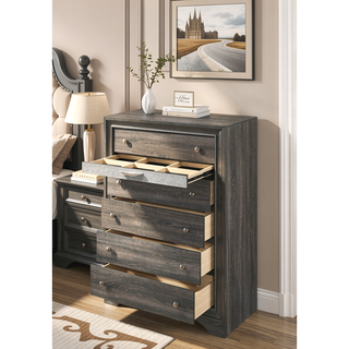 Sunvega Naima Gray Finish Chest with Jewelry Organizer and Five Drawers