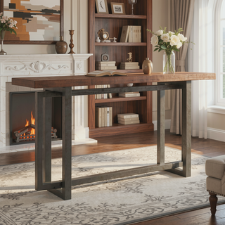Sunvega Space-Saving Narrow 59-Inch Console Table with Durable MDF Construction for Entryway