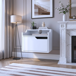 Sunvega Floating Nightstand with Dual-Tier Surface and Spacious Drawer for Bedroom