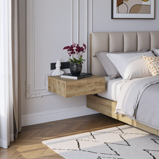 Sunvega Wall-Mounted Nightstand with Drawer for Bedroom and Living Room