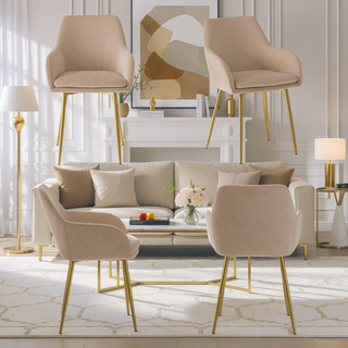 Sunvega Modern Velvet Dining Chairs with Gold Metal Legs for Kitchen and Dining Room