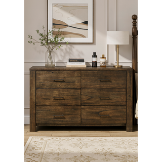 Sunvega Elegant Oak Nightstand with Two Spacious Drawers and Antique Brass Handles
