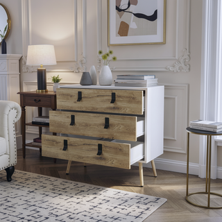 Sunvega Modern Chic 3-Drawer Dresser with Spacious Storage and Wooden Legs
