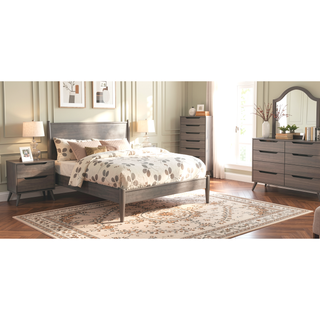 Sunvega Mid-Century Modern Black Chest with 4 Recessed Handle Drawers and Tapered Legs