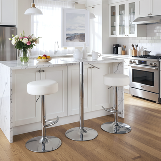 Sunvega Adjustable Contemporary Bar Table with Acrylic Top and Chrome Base