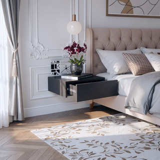 Sunvega Wall-Mounted Floating Nightstand with Drawer for Bedroom or Living Room