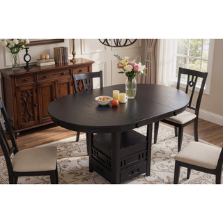 Sunvega Contemporary 18" Extendable Leaf Storage Table with Two-Tone Chalk Gray Finish