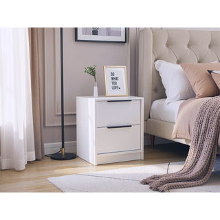 Sunvega 18 Inch High Modern Nightstand with Two Drawers and Metal Hardware