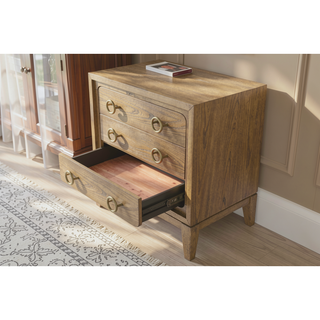 Sunvega Modern Latte Finish Nightstand with USB Charging and 3 Storage Drawers