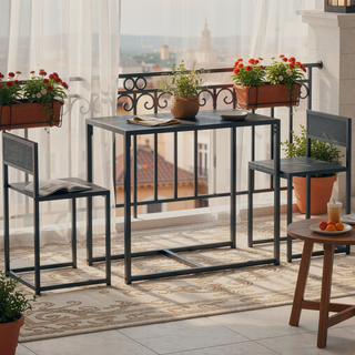 Sunvega 3-Piece Industrial Dining Table Set for Two with MDF Top and Steel Legs