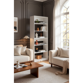 Sunvega White Wood Walk-In Closet with Two Rods and Oak Finish
