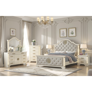 Sunvega Jasmine 8-Drawer Dresser with Side LED Lighting and Gold Accent Drawer Pulls