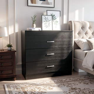Sunvega Three Drawer Dresser with Superior Top in Black Wengue Finish