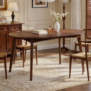 Sunvega Thomson Dark Walnut Oval Extension Leaf Dining Table with Removable Leaf