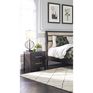 Sunvega Gray Transitional Style Nightstand with Felt-lined Drawers and Nickel Hardware
