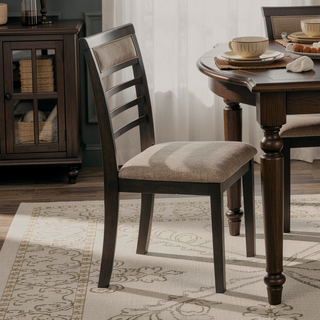 Sunvega Weathered Gray Solid Wood Dining Table Set With 4 Padded Fabric Cushion Chairs