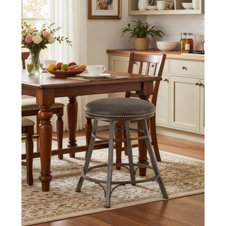 Sunvega Backless Swivel Counter Stool with 360-Degree Swivel and Footrest