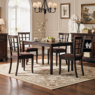 Sunvega Espresso Finish Transitional Rectangular Wooden Dining Table