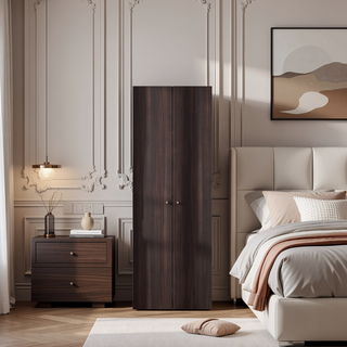 Sunvega Two-Door Compact Wardrobe with Fixed Shelves for Bedroom Storage