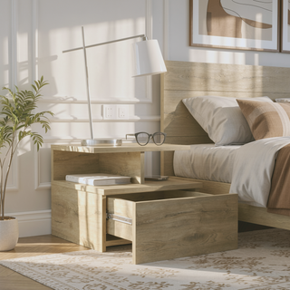Sunvega Floating Nightstand with Drawer in Black Wengue Finish for Wall Assembly