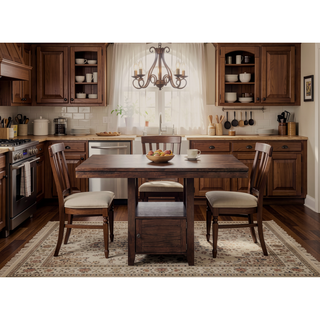 Sunvega Mindi Veneer and Asian Hardwood Espresso Counter Table with Storage