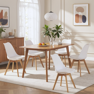 Sunvega Modern Style Dining Chairs with Wooden Legs and Thickened Cushion for Kitchen