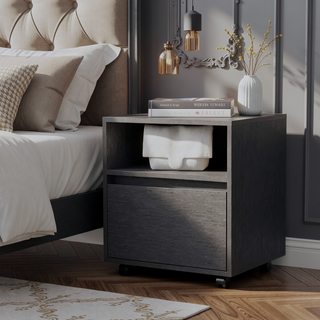 Sunvega Duncan Nightstand with Top Open Shelf and Large Drawer for Bedroom