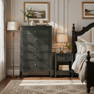 Sunvega Fully Assembled 6 Drawer Dresser with French Dovetail Wood Veneer Finish