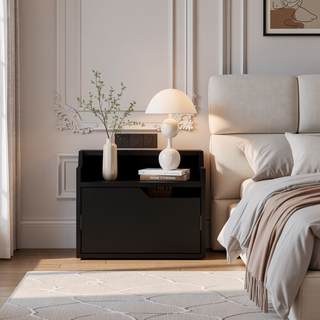Sunvega Floating Nightstand with Single Drawer and Sleek Two-Tiered Shelf Surfaces for Bedroom