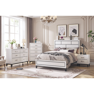 Sunvega Contemporary Simple Style Brown Gray Finish Nightstand with Two Storage Drawers