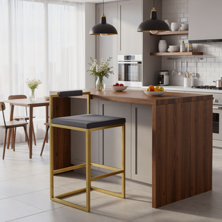 Sunvega Upholstered Velvet Bar Stools Set of 2 with Slim Metal Legs for Kitchen Counter