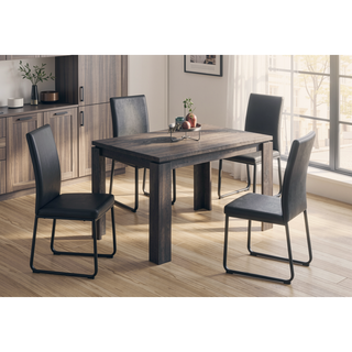 Sunvega Black Reclaimed Wood Look Dining Table with Block Legs for Small Spaces