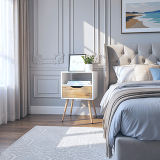 Sunvega Modern Nightstand with Spacious Drawer and Shelf for Bedroom or Living Room