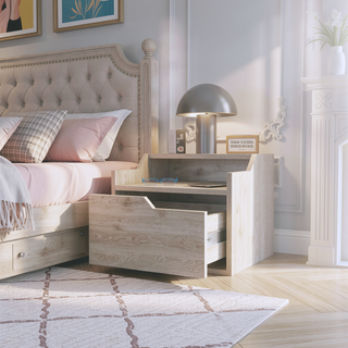 Sunvega Dark Brown Floating Nightstand with Versatile Dual-Shelf Display Design