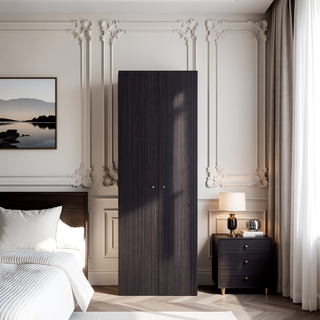 Sunvega Black Wengue 2 Door 4 Shelf Tall Compact Armoire for Bedroom