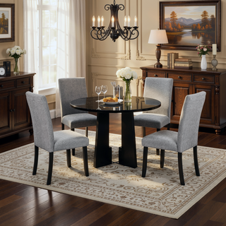 Sunvega 43 Inch Faux Marble Round Dining Table for 4 with Durable MDF Construction