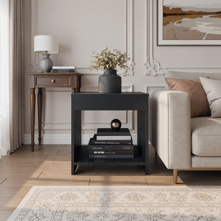 Sunvega Minimalistic Nightstand with Open Shelf for Small Spaces
