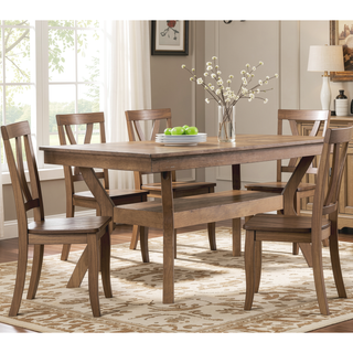 Sunvega Modern Natural Tone Dining Table with Open Lower Shelf for Kitchen