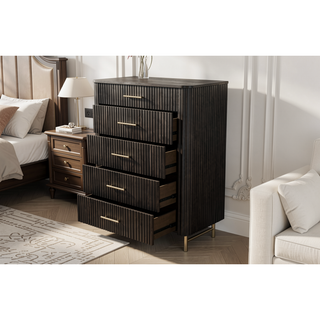 Sunvega Espresso Finish Chest with Smooth Metal Glides and Dovetail Joints