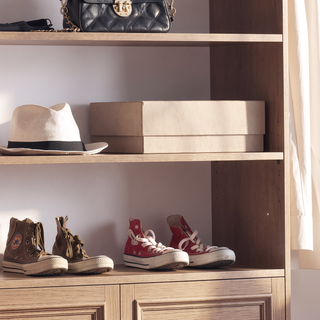 Sunvega Modular Oak Wall Mounted Wood Closet System with Ample Storage