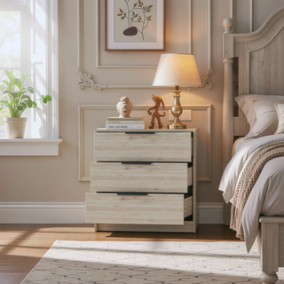 Sunvega Washington Three Drawer Dresser with Display Top for Bedroom Decor