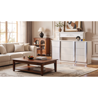 Sunvega White LED Dresser with Diamond Side Accents and Velvet Lined Drawers