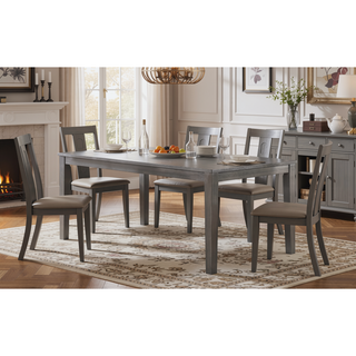 Sunvega Contemporary Rectangular Dining Table with Wood Base and Gray Finish