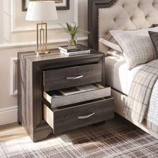Sunvega White and Silver Glitter Nightstand with Hidden Felt-Lined Jewelry Drawer