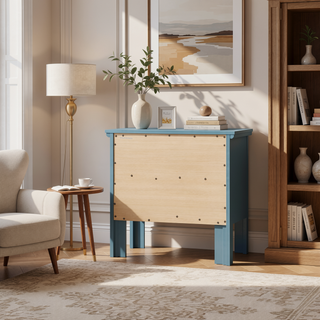 Sunvega Teal Elegance Transitional Nightstand With Two Drawers No Assembly Required