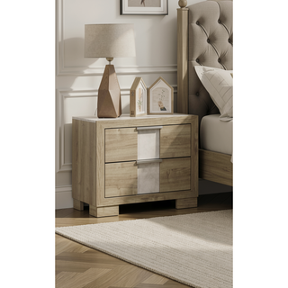 Sunvega Contemporary Driftwood Finish Wooden Nightstand with Three Drawers