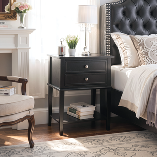 Sunvega Elegant Contemporary Nightstand with Open Shelf for Compact Storage