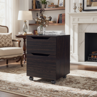 Sunvega Wengue Nightstand with 1 Door and 1 Drawer on Caster Base