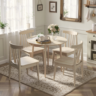 Sunvega 35" Drop Leaf Folding Kitchen Table with Solid Wood Legs for Small Spaces