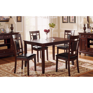 Sunvega Modern Contemporary Dining Set with Dark Espresso Finish and Eyelet Back Chairs